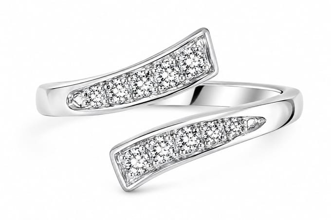 Matthew Studio® Dames Ring - 925 Zilver - Zirkonia - Verstelbare Ring - Dubbele Band