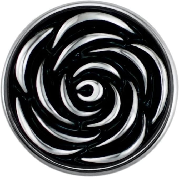 Quiges - Drukknoop Mini 12mm Roos met Emaille Zwart - EBCMK052