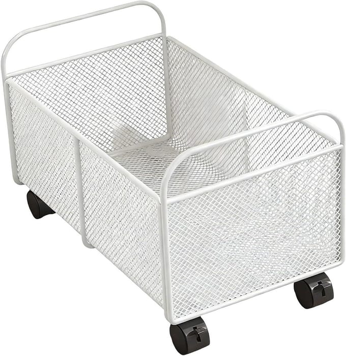Opbergkar - Rolkar Archief - Kantoor Organiseren - Stevige Metalen Constructie - Onder Bureau - Wit