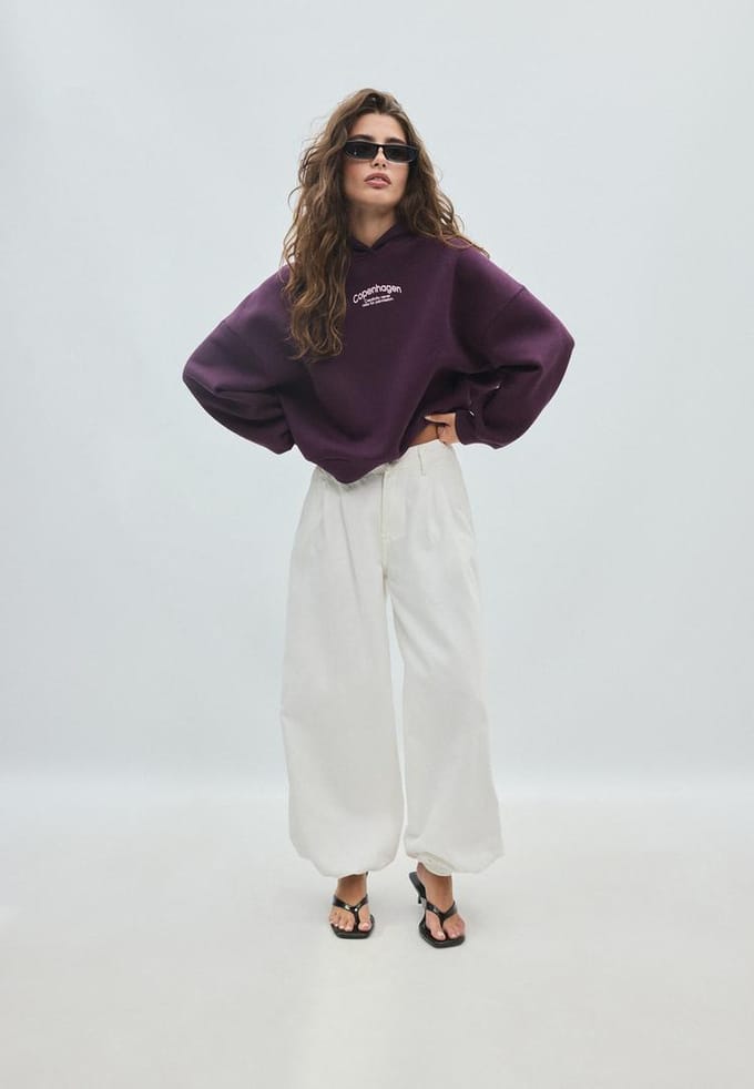 Stradivarius Oversized grafische sweater  Purper XS