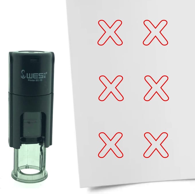 CombiCraft Stempel Open kruisje 10mm rond - Rode inkt