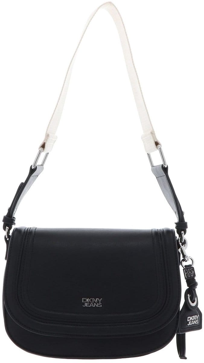 DKNY schoudertas Nia Flap Shoulder Bag Black / Silver zwart