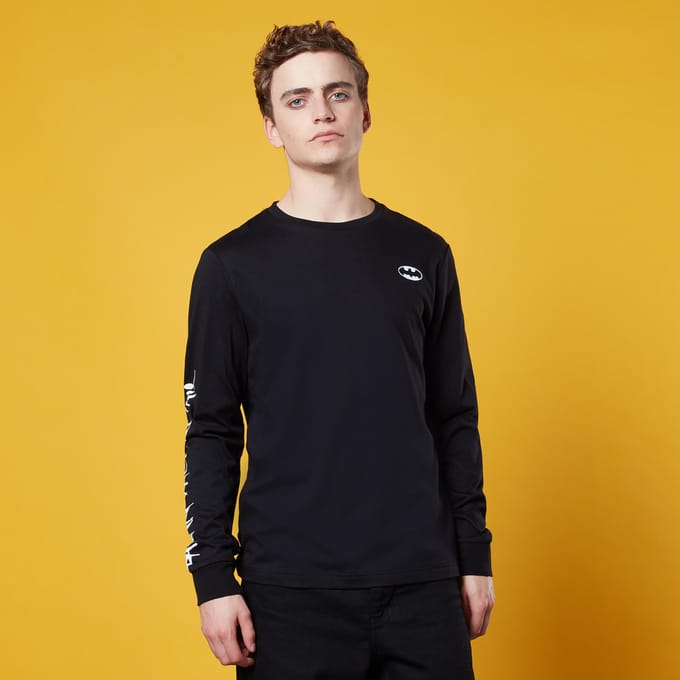 Batman Spray Paint Back Print Long Sleeve T-Shirt - Black - XS