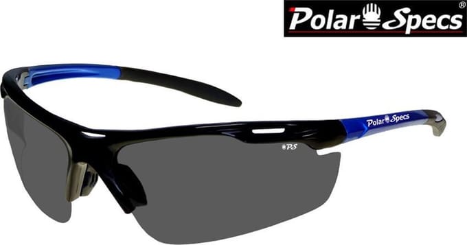 Polar Specs® Polariserende Zonnebril Velocity Sport PS9041 – Metallic Blue Frame – Polarized Black – Medium – Unisex