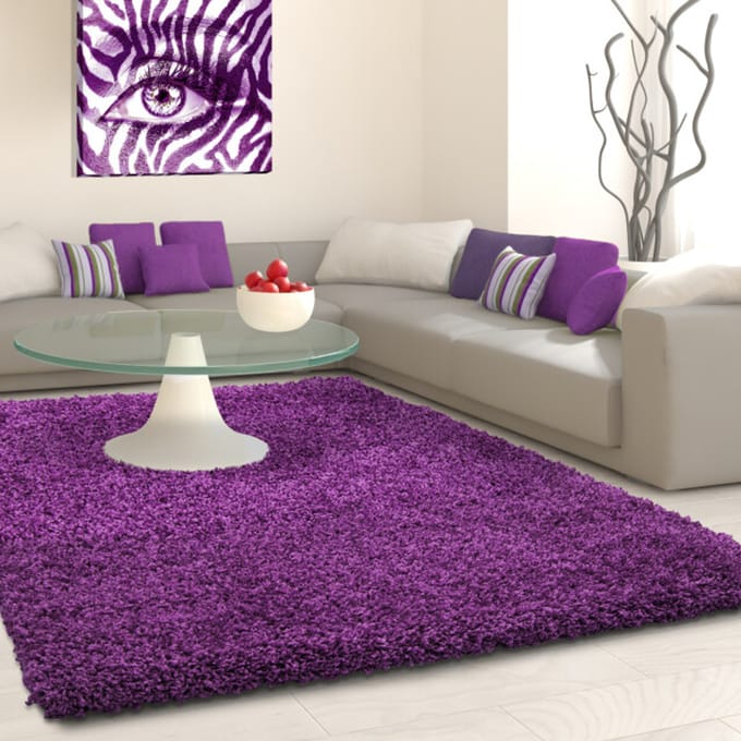 Muratap Basic shaggy vloerkleed paars hoogpolig- 60x110 cm