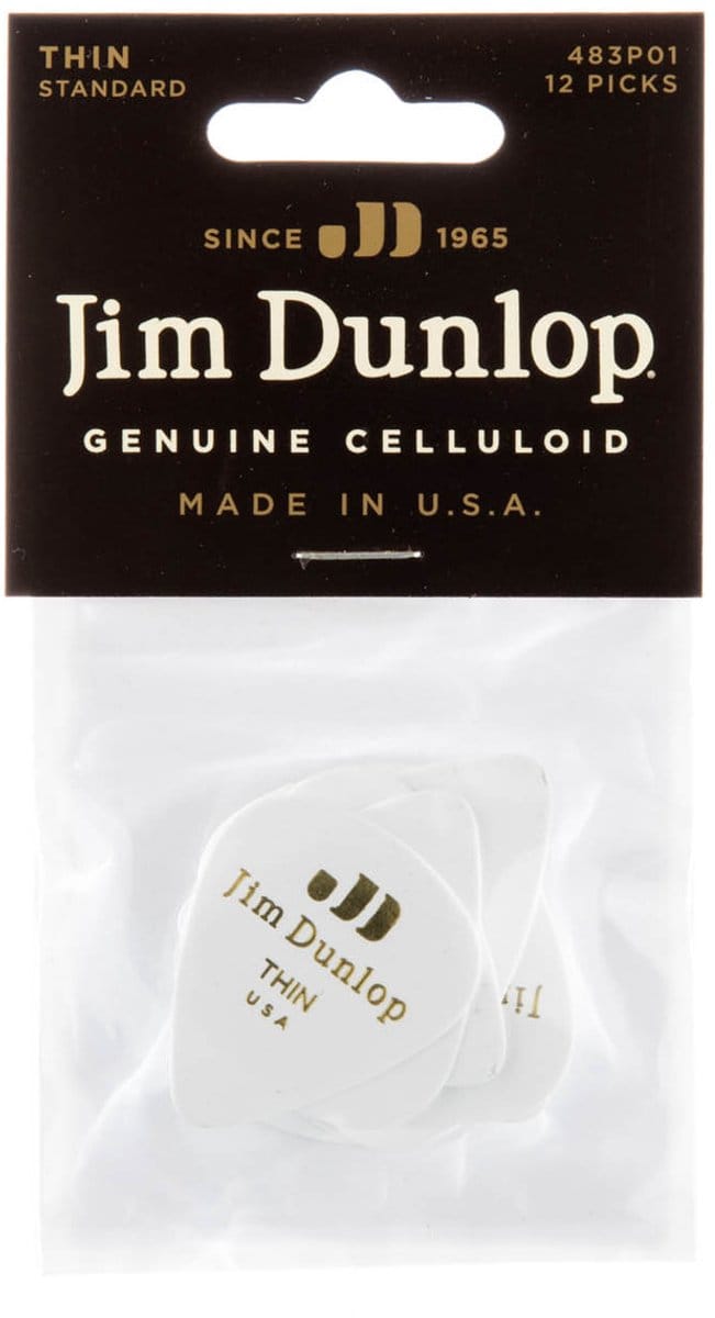 Jim Dunlop Genuine Celluloid - Plectrums - Classic - Thin - Player's Pack 12 Stuks