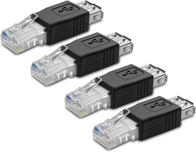 4 Stuks USB 2.0 Vrouwelijk naar RJ45 Mannelijk Ethernet Netwerk Adapter - 10/100Mbps