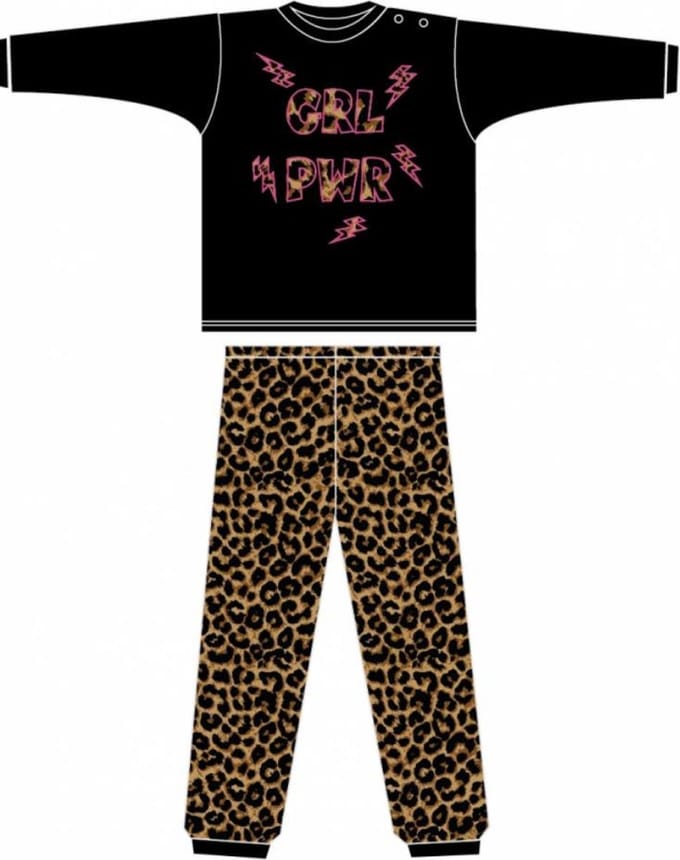 Fun2Wear - Pyjama Girl Power - Zwart - Maat 92 -
