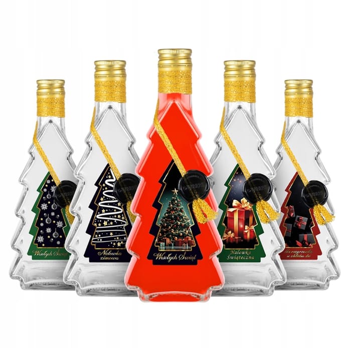 Bimberek - Decoratieve fles - Kerstboomvorm - 500ml - Glas