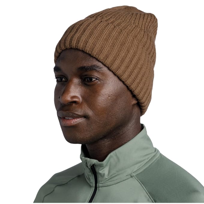 Buff gebreide fleece muts muts, unisex bruine pet One size bruin