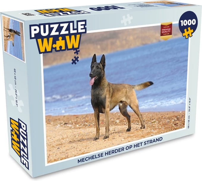 Puzzel Mechelse herder op het strand - Legpuzzel - Puzzel 1000 stukjes volwassenen