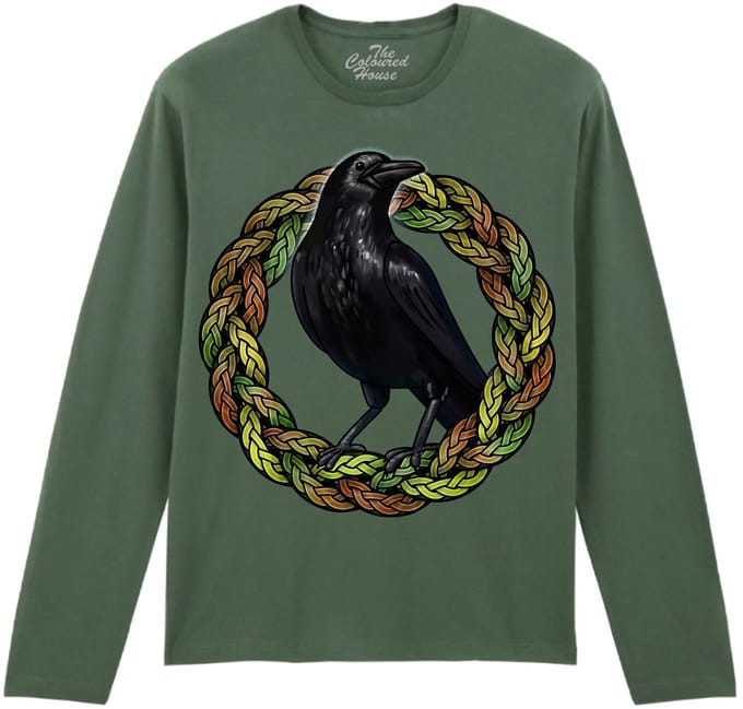 Crow Celtic Knot The Coloured House Longsleeve T-shirt M