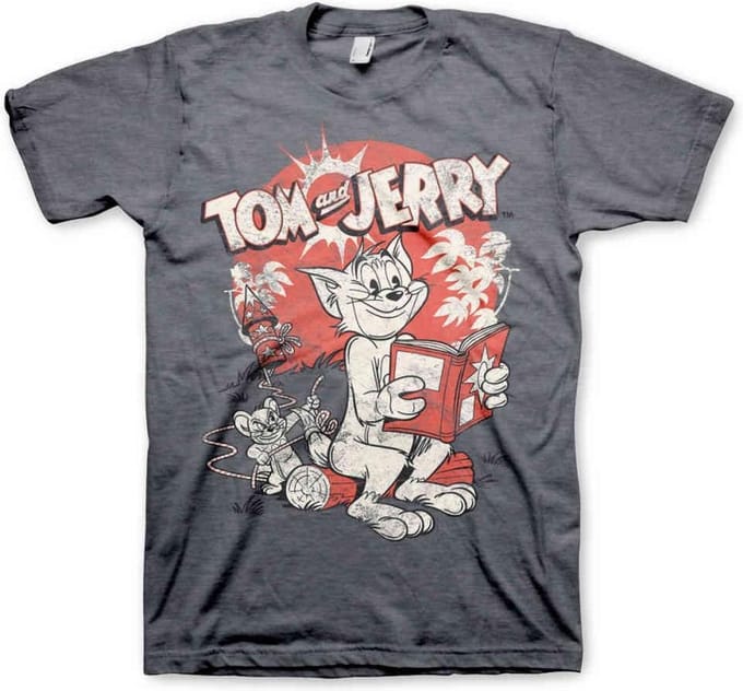 Tom And Jerry Heren Tshirt -S- Vintage Comic Grijs