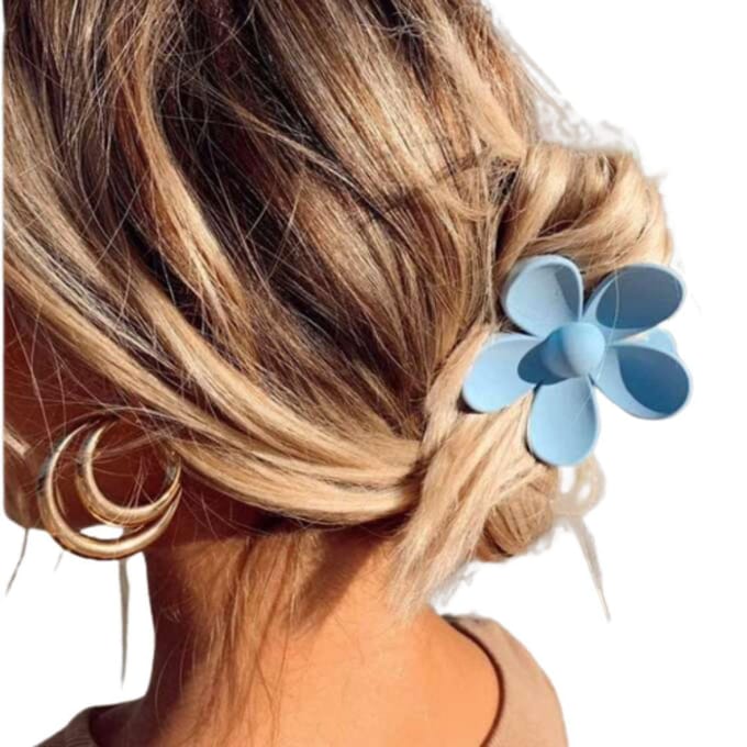 Ecarla Pastel Blauwe Bloem Haarclip SP195 - Stijlvol Accessoire