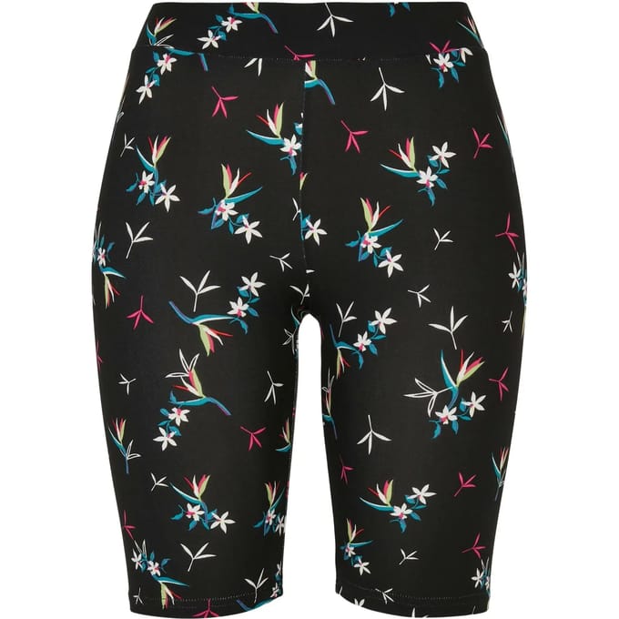 Urban Classics - Soft AOP blackfloret Korte cycle broek - M - Zwart
