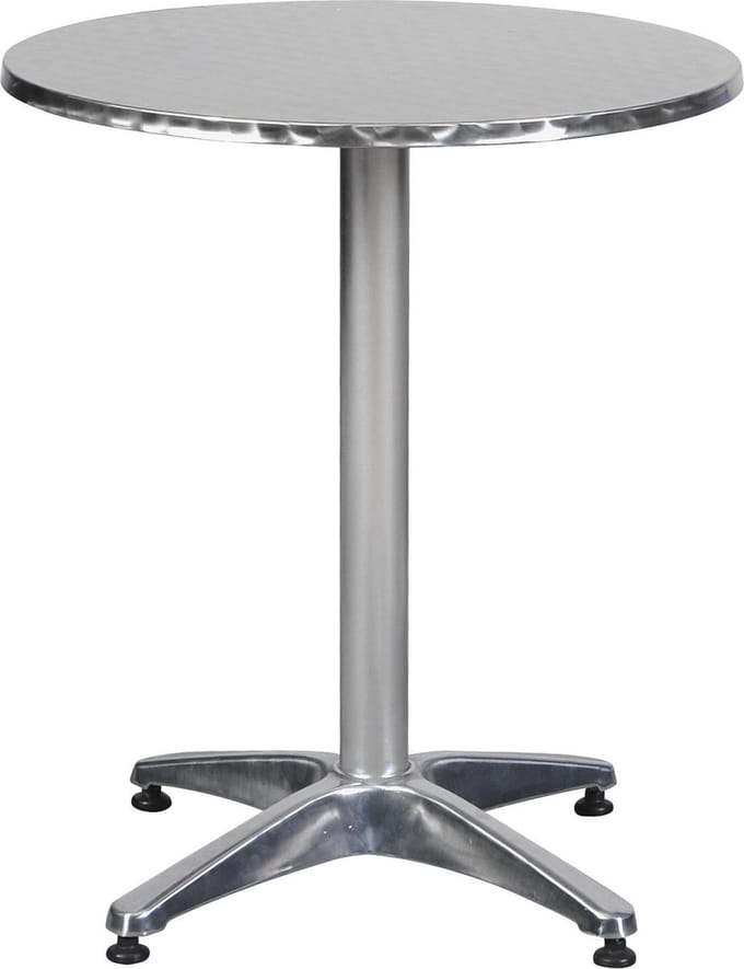 Akur terrasmeubel terrastafel, Ø60 cm in hoogte verstelbaar aluminium look.
