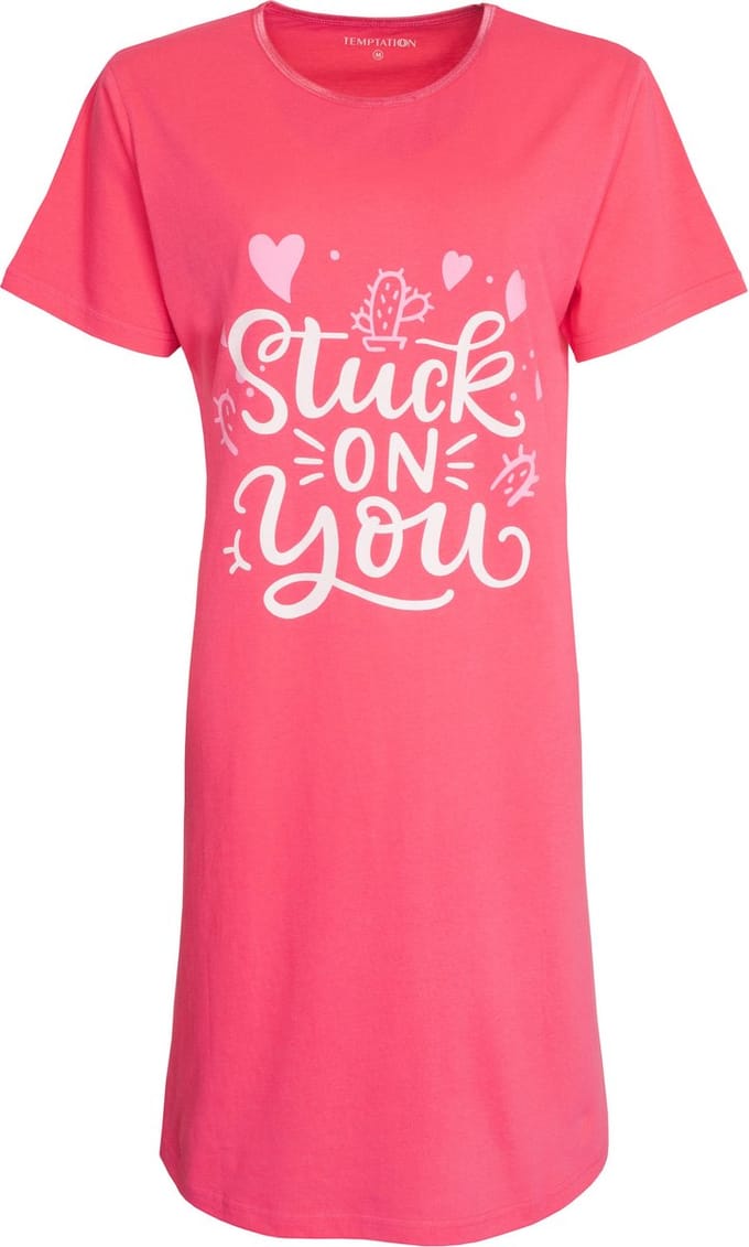 Temptation Dames Nachtmode - Bigshirt - Roze - Maat M