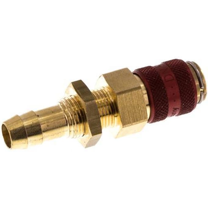 Messing DN 5 Rood Luchtkoppeling Snelkoppeling 9 mm Slangpilaar Schotkoppeling Double Shut-Off