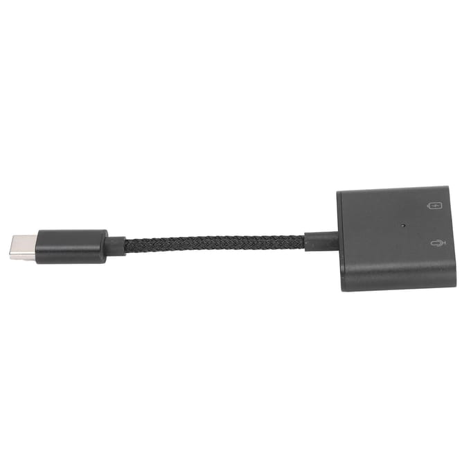 2 in 1 Type C naar Type C o Adapter Type C naar AUX-aansluiting met USB C PD 60W Snel Laadadapter zwart