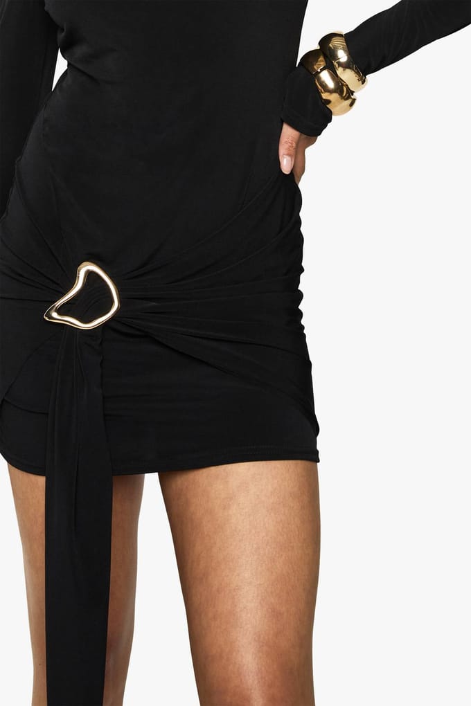 boohoo Dames Asymmetrische Drape Mini Jurk | Black | Maat: 14