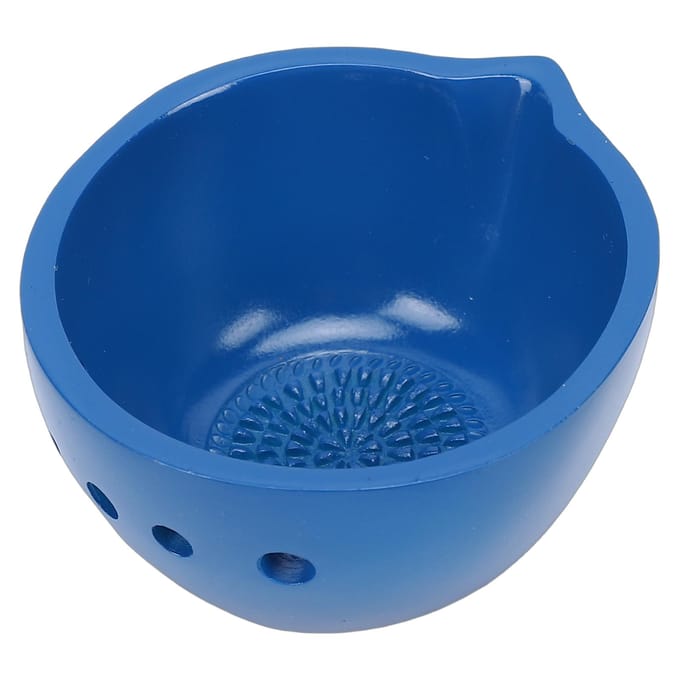 Knoflookrasp Schaal Cameric 2-in-1 Steenporselein Keuken Voorbereidingsgereedschap met 5 Gatafmetingen Efficiënt Raspen Blauw blue