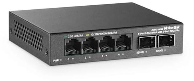 4-poorts 2.5G ethernet switch met 2x10G SFP+ slot - Fanless en compact