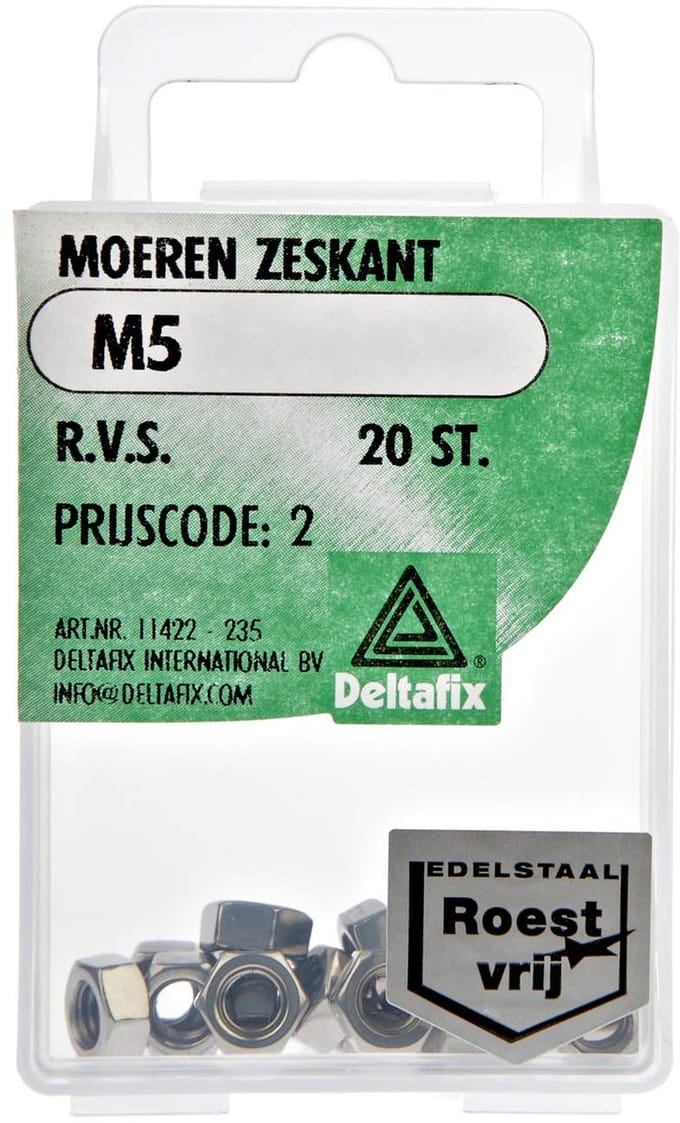 Deltafix - Moeren zeskant m10 rvs 6st