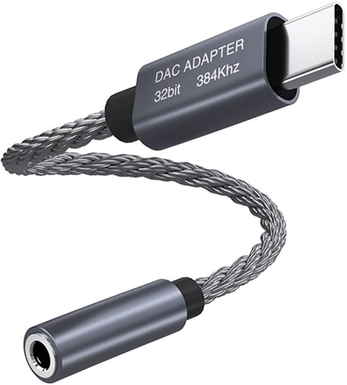 32bit / 384kHz USB-C naar 3,5mm audio-adapterkabel DAC-adapter