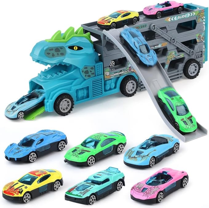 Dino Vrachtwagen Speelgoed 4-in-1: TIR, Auto's, Zje