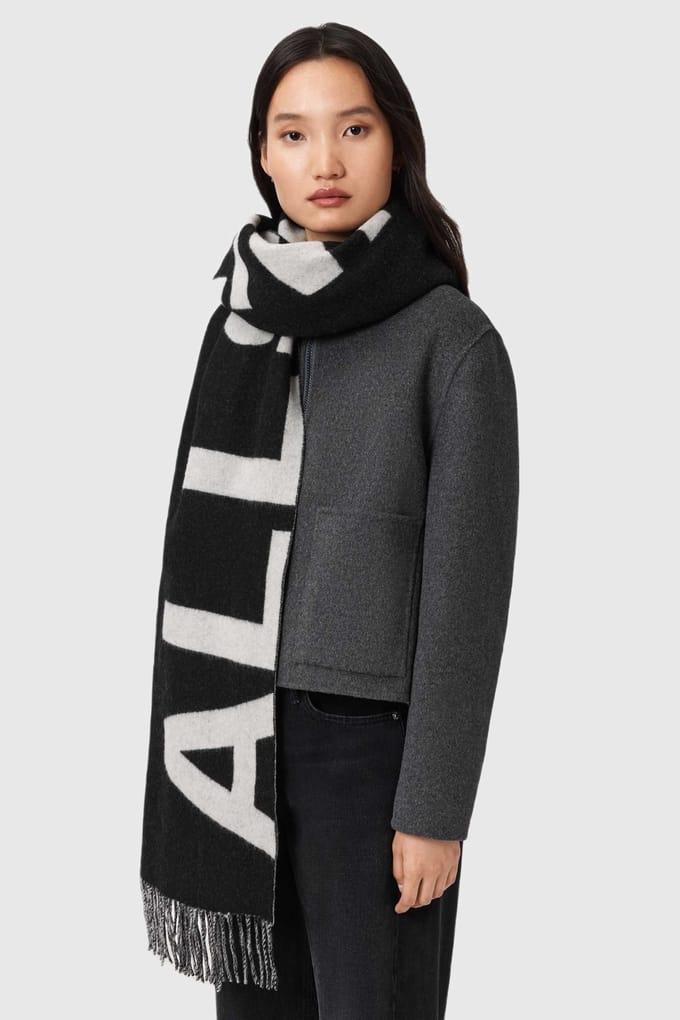 AllSaints Underground Scarf Black/white Taglia: OS | Sciarpe Outlet | Donna | Nero