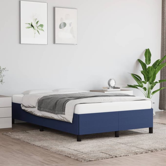 vidaXL - Bedframe - zonder - matras - 120x190 - cm - stof - blauw