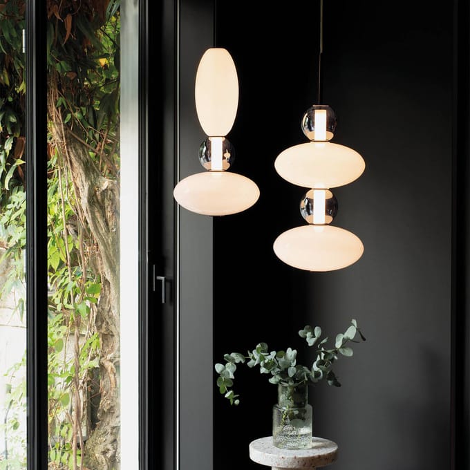 Ideal Lux hanglamp Lumiere-1, opaal/grijs glas