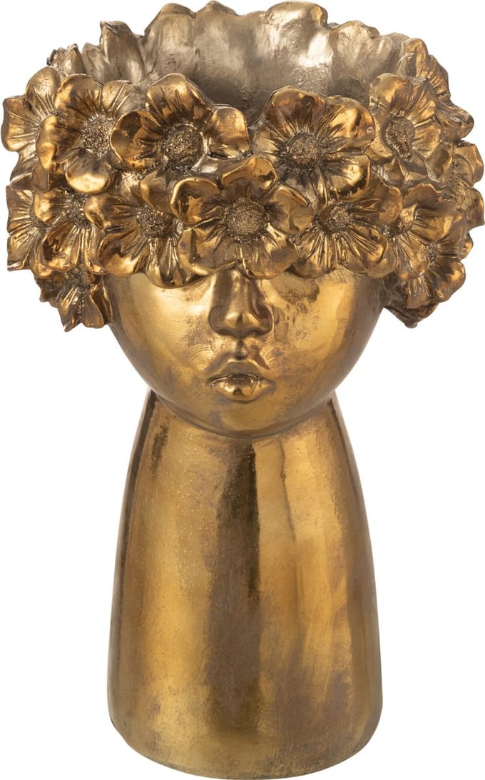 J-Line bloempot Nebu - polyresin - goud - large - 35 cm hoog