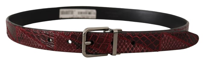 Dolce & Gabbana Rode Exotische Leren Riem met Metalen Logo Gesp