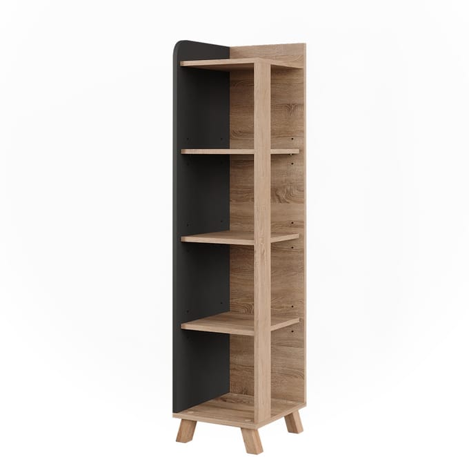 Vicco Karen Halfhoge kast – 30 x 128 cm met 4 compartimenten Sonoma/antraciet