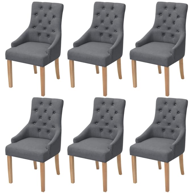 vidaXL - Eetkamerstoelen - 6 - st - stof - donkergrijs