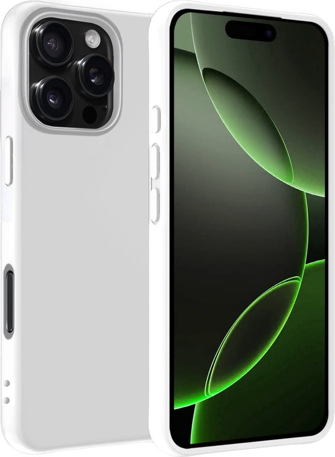 Hoesje Geschikt voor Apple iPhone 16 Pro Max - Sterk & Shockproof - Hoes Cover - Siliconen Case - Wit