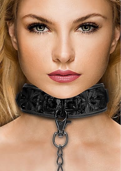 Ouch! Luxury Collar with Leash - Zwart