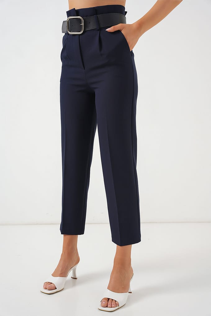 Enkelhoge Rechte Broek met Strik