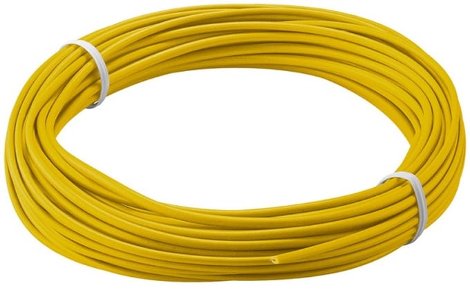 Goobay Koperdraad geïsoleerd, 10 m, geel, flexibele strengenkabel met 1 geleider 18x 0,1 mm, gedraaide koperader 18x 0,1 mm