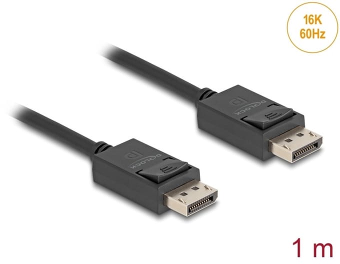 Delock Coaxial DisplayPort cable 16K 60 Hz 80 Gbps 1 m