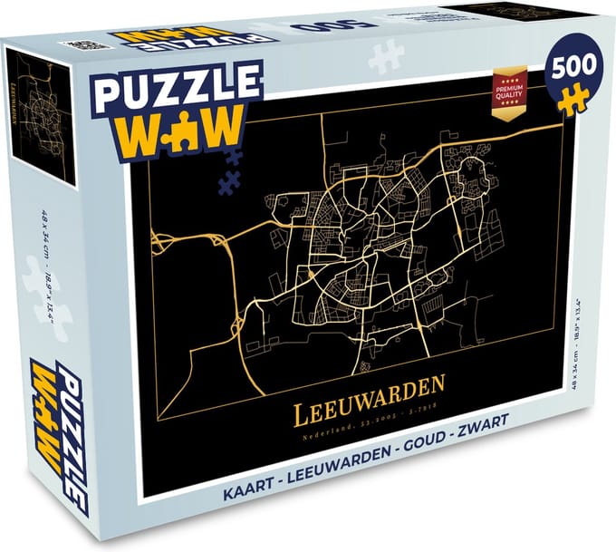 Puzzel Kaart - Leeuwarden - Goud - Zwart - Legpuzzel - Puzzel 500 stukjes