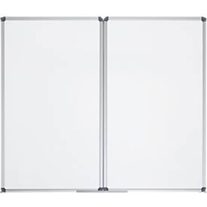 Vouwbord MAULstandard, grijs geplastificeerd, magnetisch, 2 panelen, B 1500 x H 1000 mm