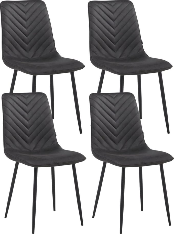 Colenis® - Senny Eetkamerstoel - Set Van 4 - Grijs - Microfiber - Industrieel - Eetkamerstoelen