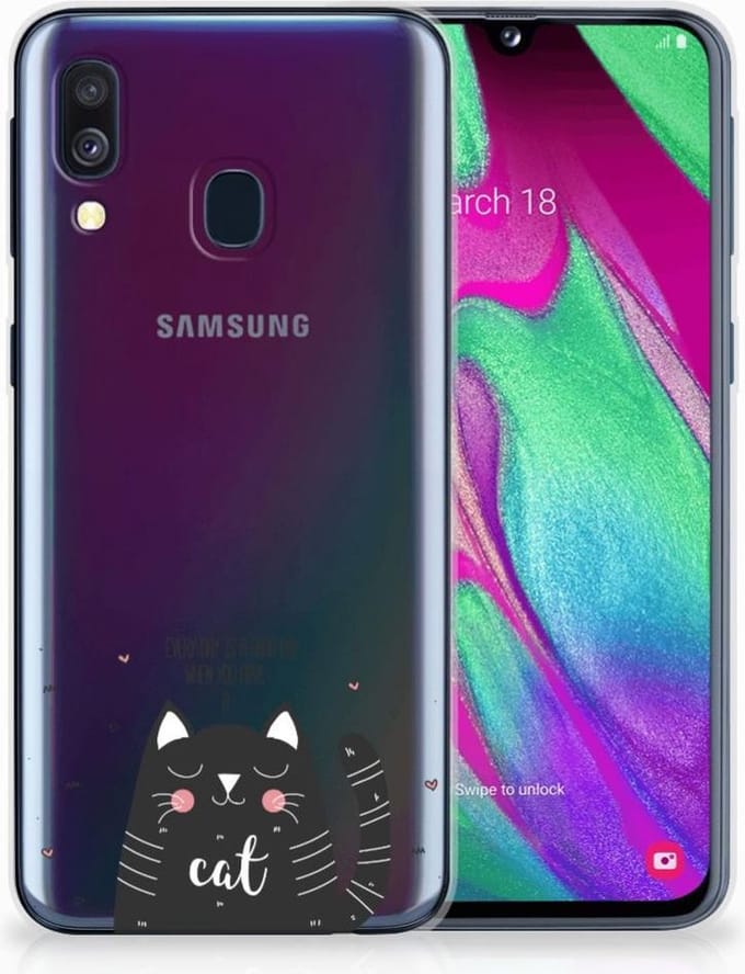 Samsung Galaxy A40 Telefoonhoesje met Naam Cat Good Day
