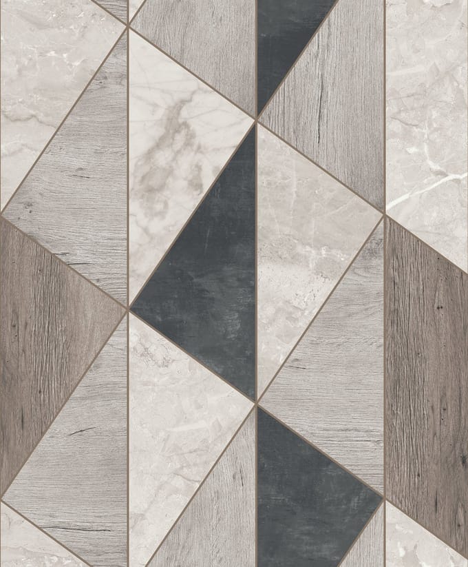 Dutch Wallcoverings - Arcadia- Vigo grijs/zwart - A65104
