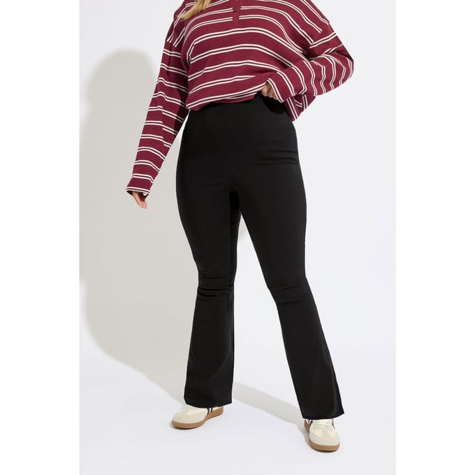 Yours Bengaline Flarebroek In Zwart Size 48