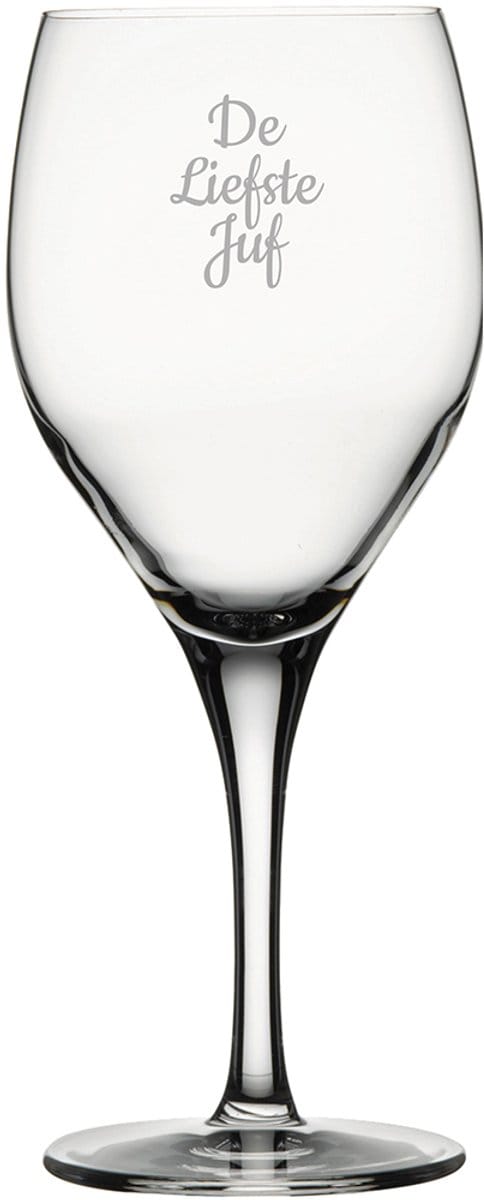 Gegraveerde witte wijnglas 34cl De Liefste Juf