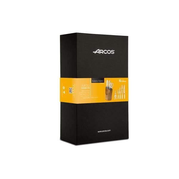 Blok 4 messen + schaar Arcos Riviera Wit - Roestvrij staal Nitrum com 0,000000 Wit