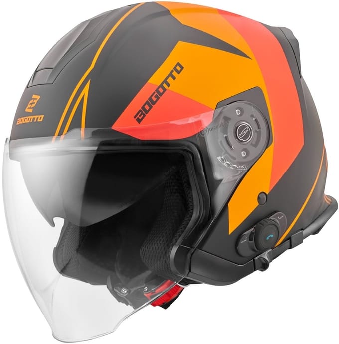 Bogotto V586 Detri BT Zwart Oranje Bluetooth Jethelm - Helm